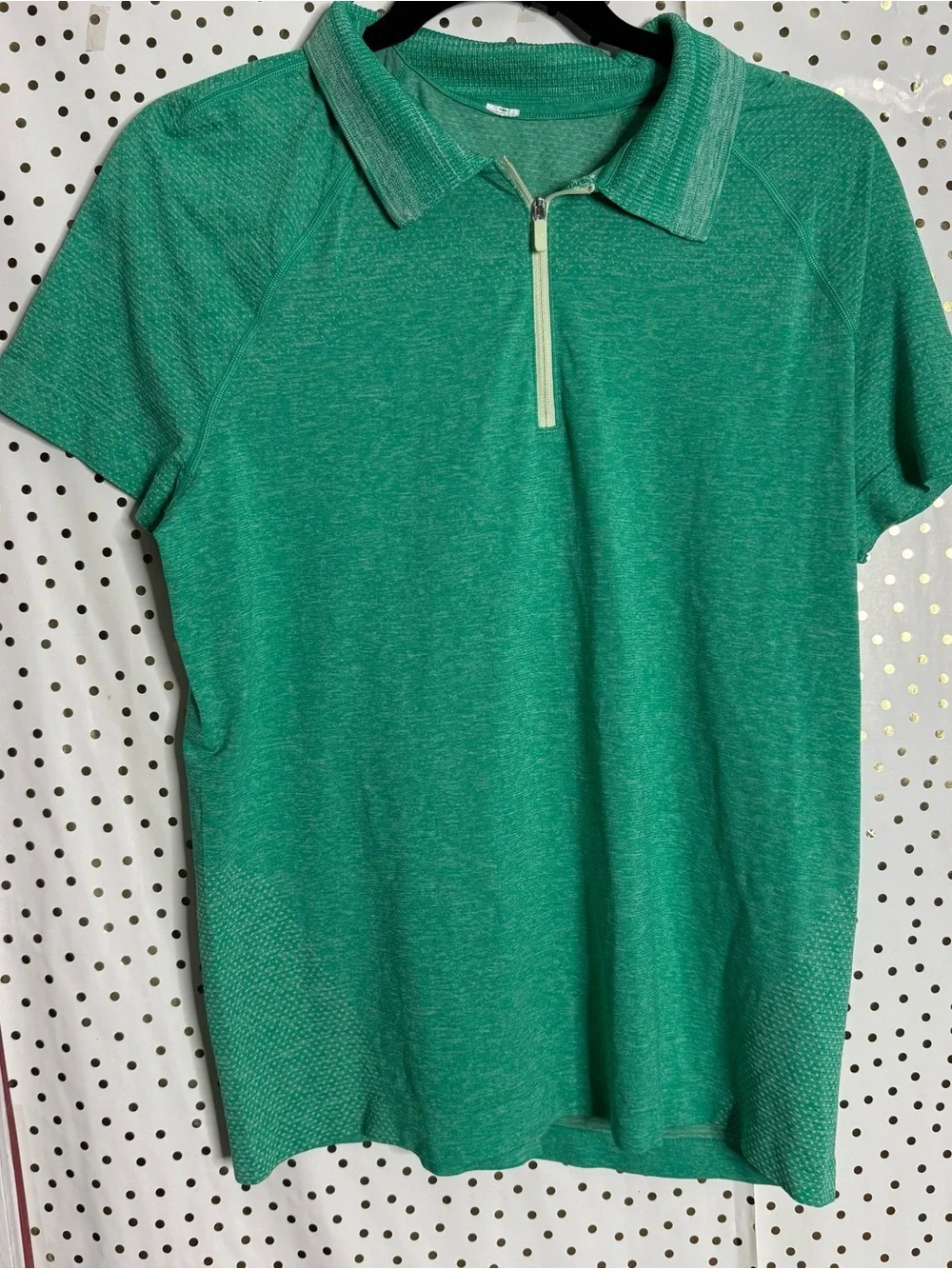 Lululemon Green Short-Sleeve Polo Zip Top